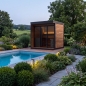 Preview: Gartensauna aus Thermoholz mit nordischem Design